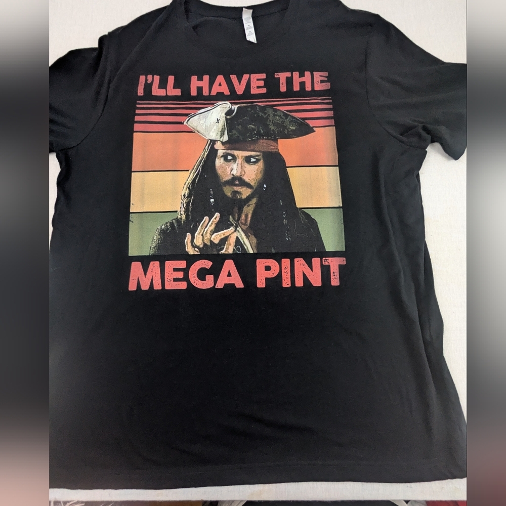 Johnny Depp Jack Sparrow I'll Have The Mega Pint NWOT Tee Shirt 2XL